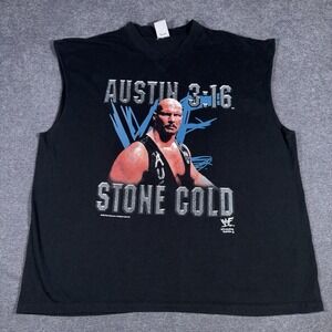Vintage 1997 WWF Stone Cold Steve Austin Tank Top T- Shirt Size XL Black WWE
